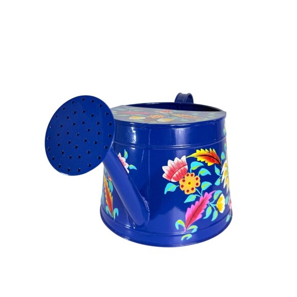 Jaipur In Bloom Floral Blue Metal Watering Can Garden Hand Painted Decorative - Picture 14 of 15